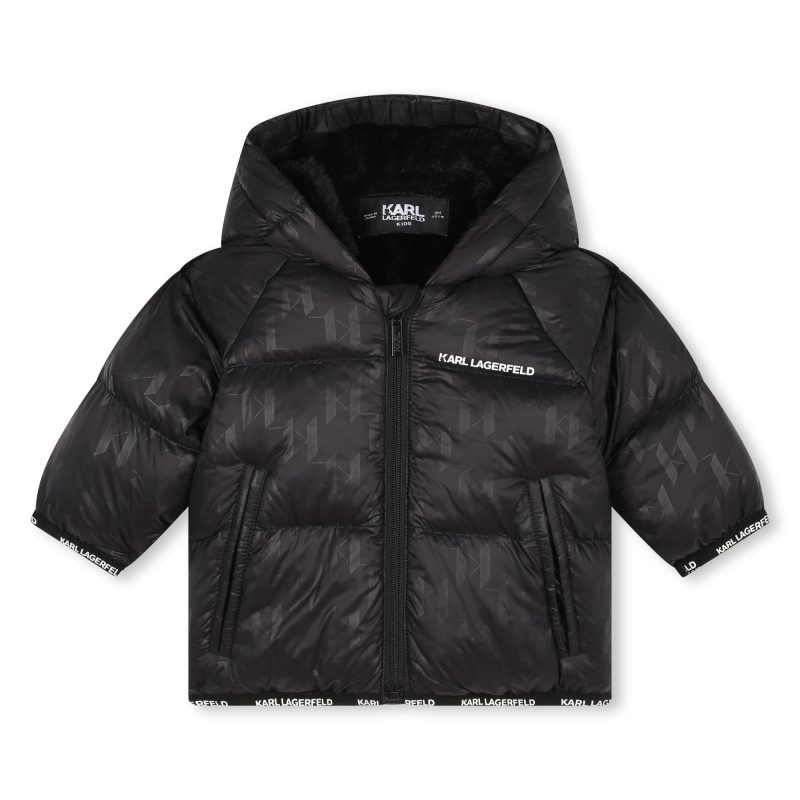 baby boy puffer jacket with kl monogram black 191768