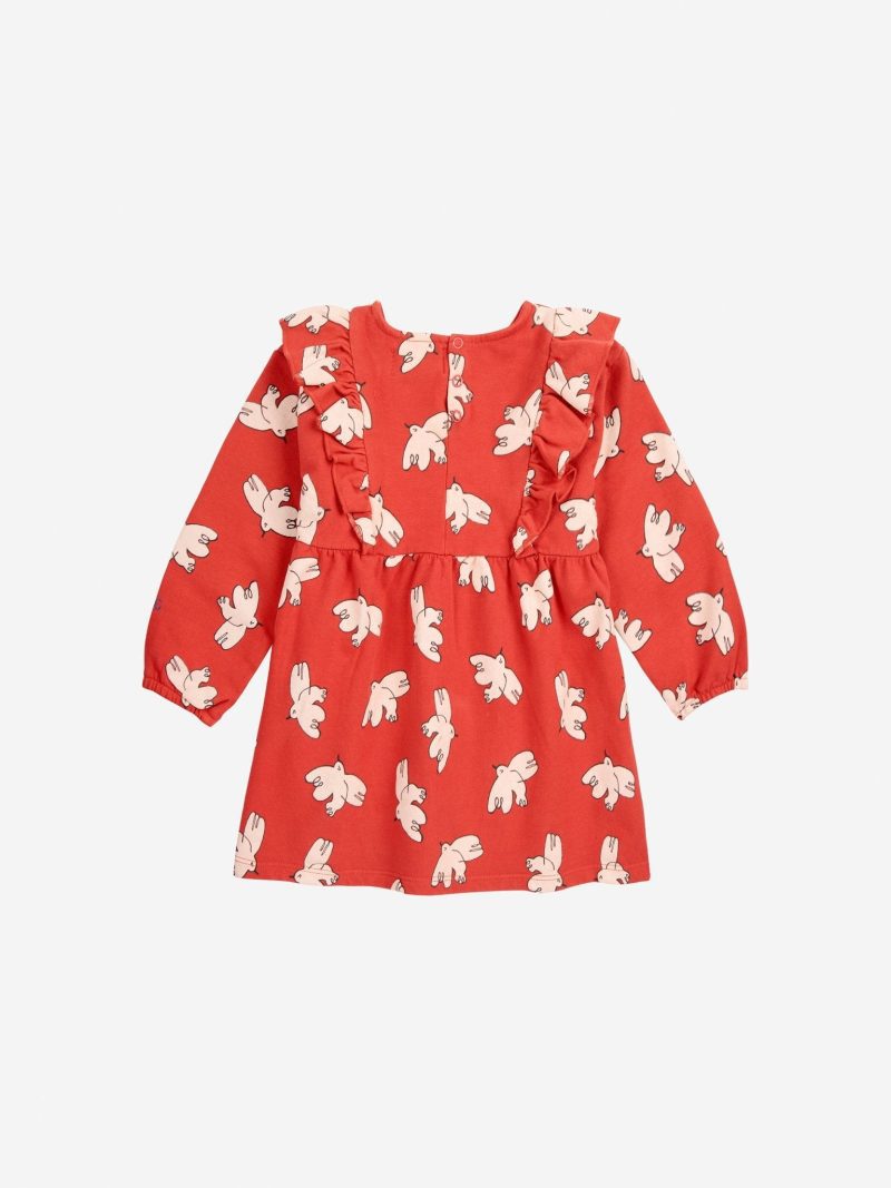 baby freedom bird all over ruffle dress red 222219