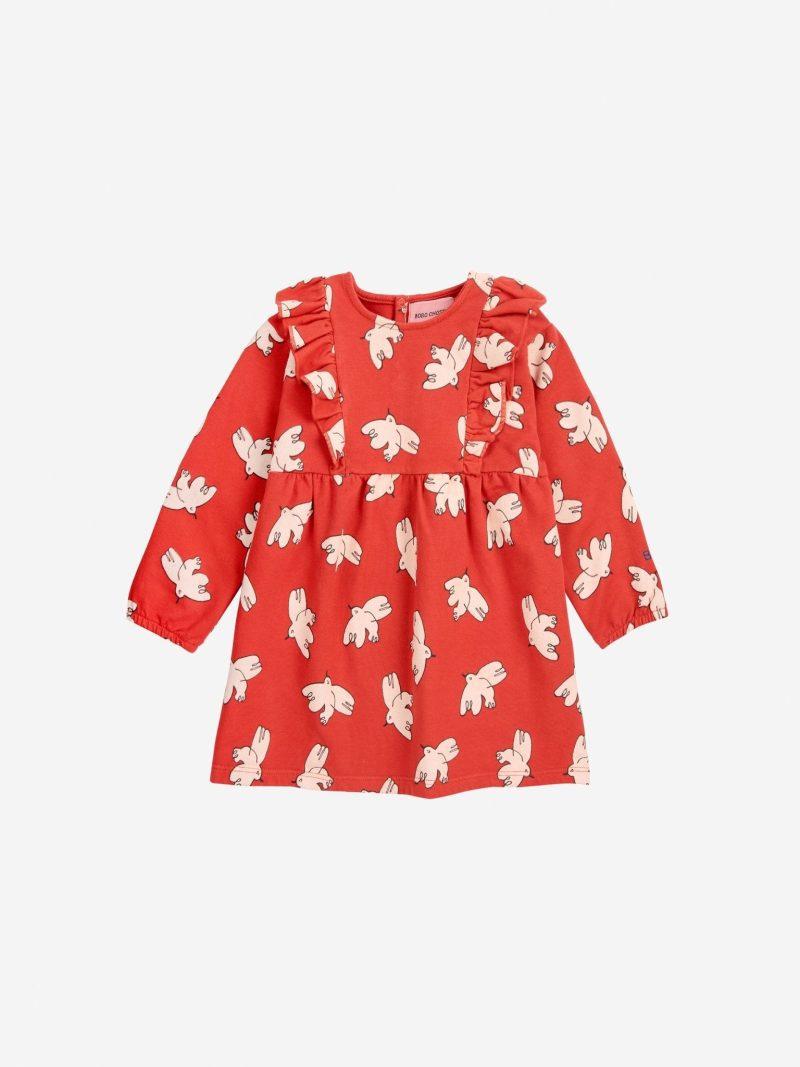 baby freedom bird all over ruffle dress red 794458