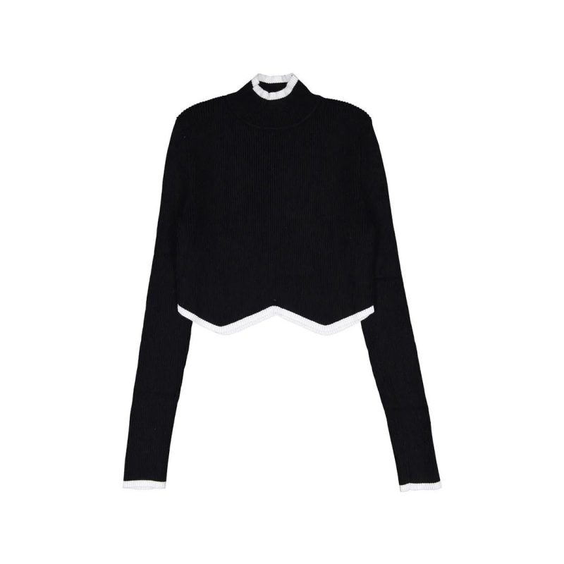 black and white edges ribbed mockneck 927442