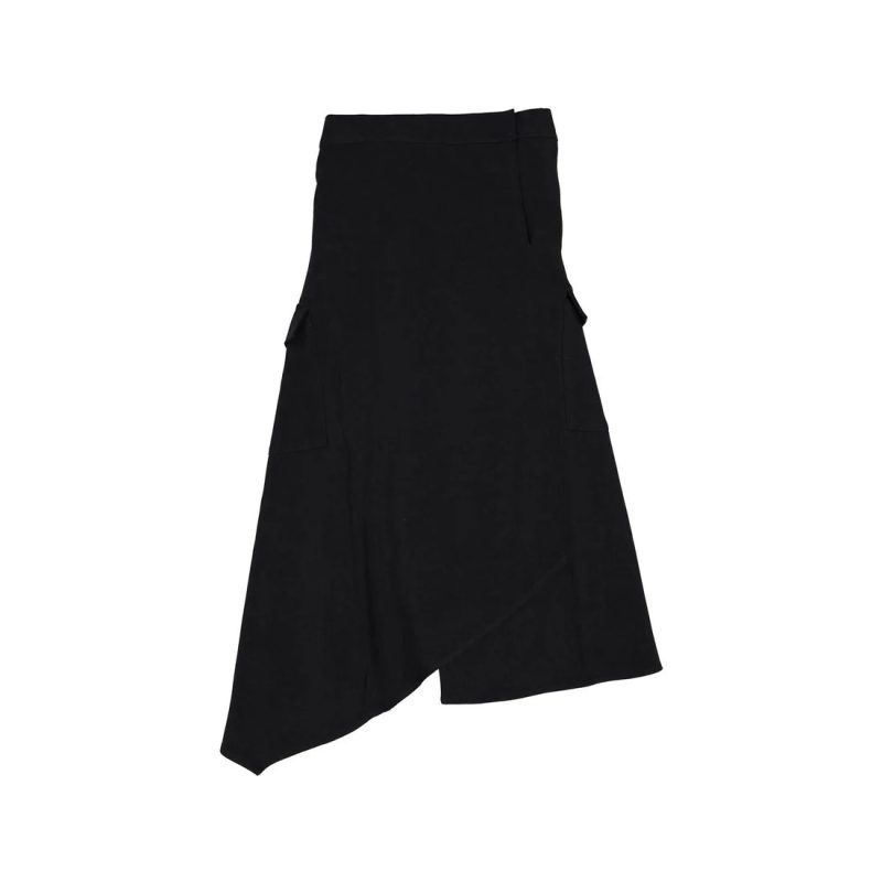 black asymmetrical pockets maxi skirt 979190