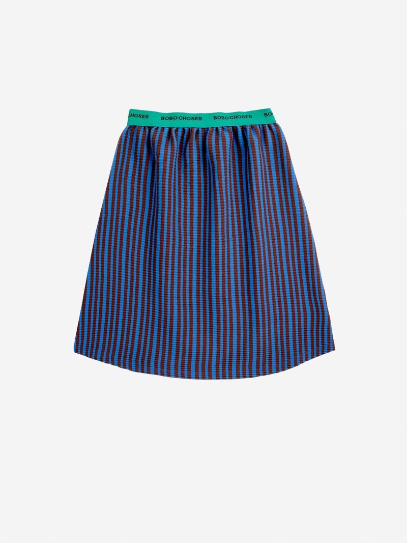 bobo choses stripes ribbed skirt dark brown 401321