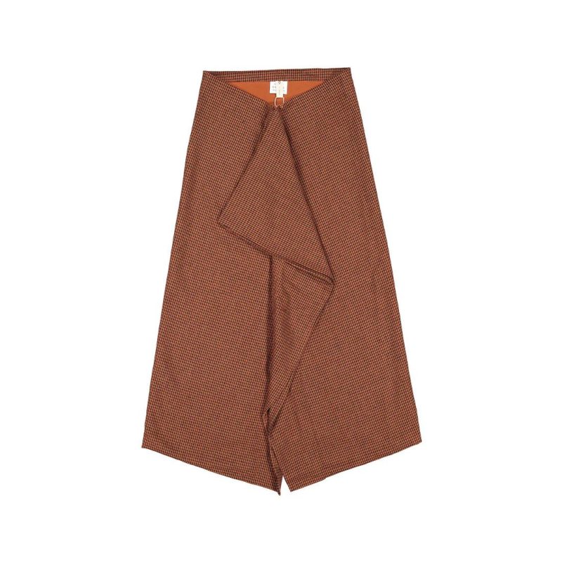 burnt orange wool ruffle skirt 458029