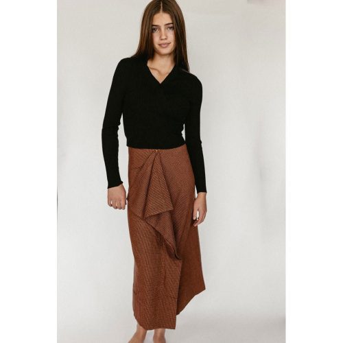 burnt orange wool ruffle skirt 788901