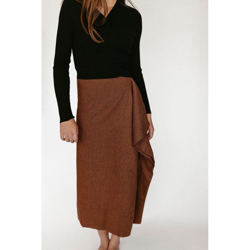 burnt orange wool ruffle skirt 906516