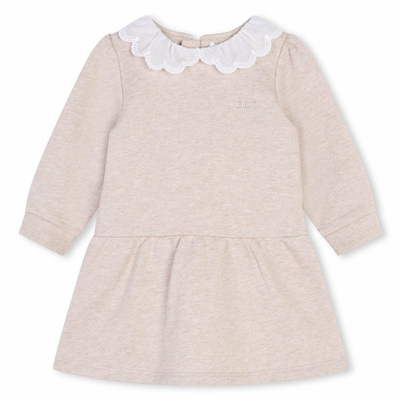 collared sweatshirt dress beige marl 389587