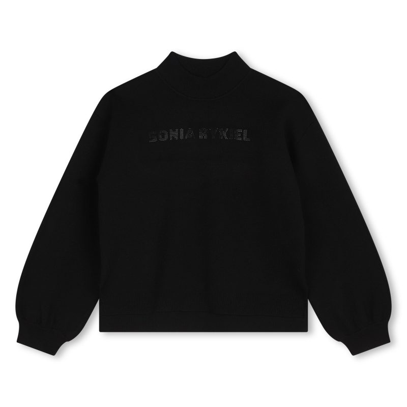 crewneck rhinestones logo black 472294