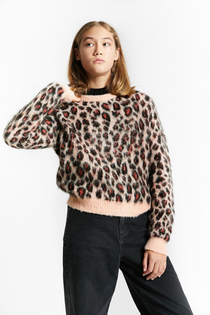 entarsia fauve printed alpaca pullover cappucino 468900