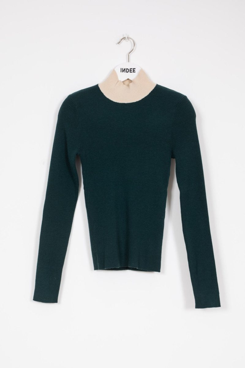 fine ribbed knit turtleneck forest green 532756