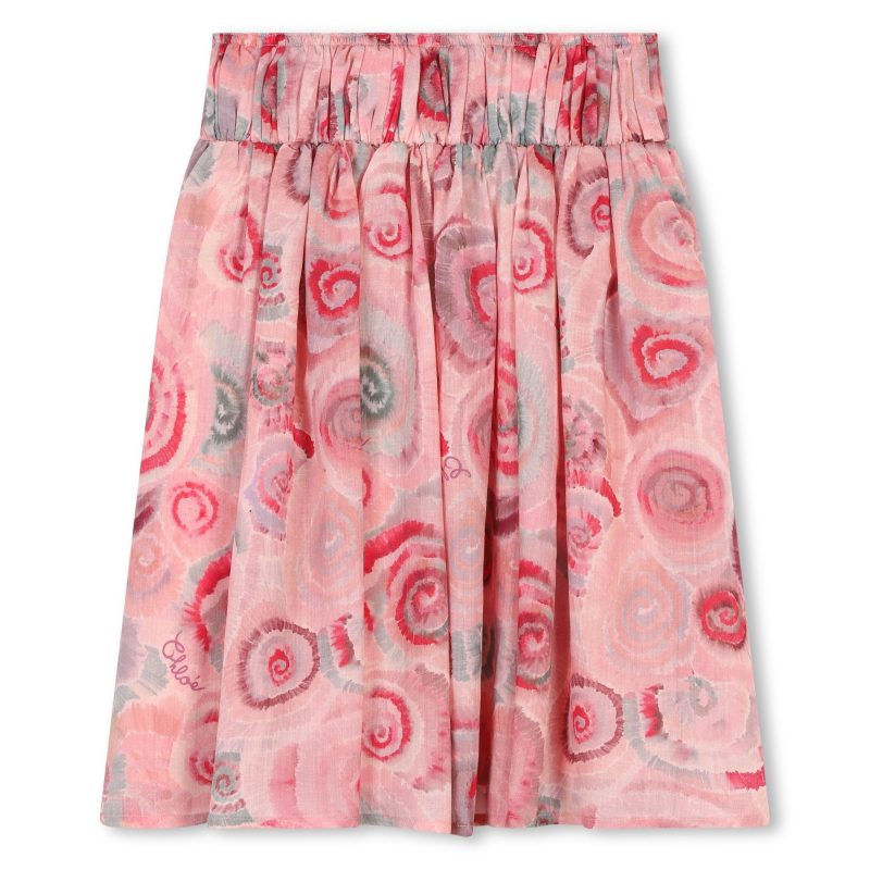 gauze wool maxi skirt pink green 105082