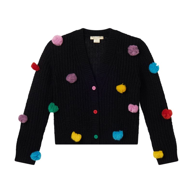 girl knit cardigan with 3d pompom black 571268