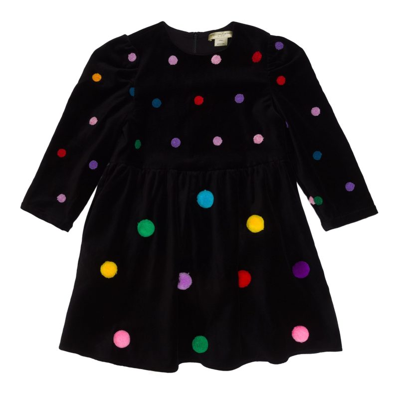 girl la mini polka dot embro velvet dress 930 black 657909