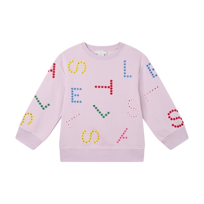 girl sweatshirt with perforated embro stella logo pink 778991