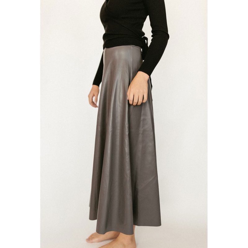 grey leather maxi skirt 429195