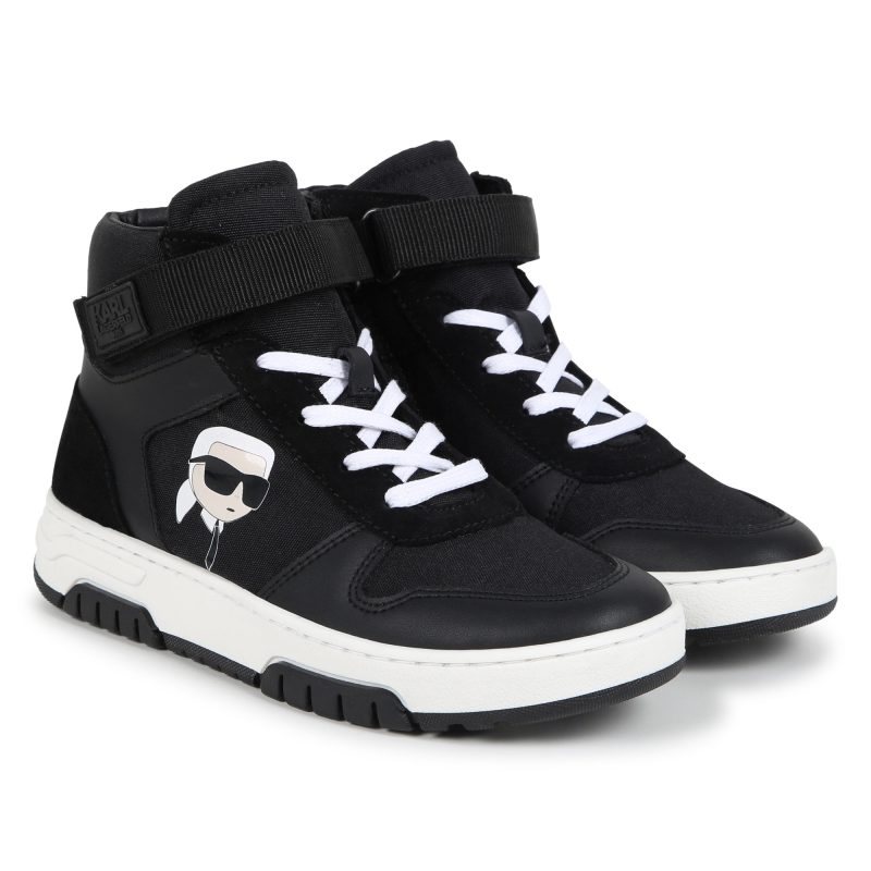 high top sneaker with karl branded print black 822391