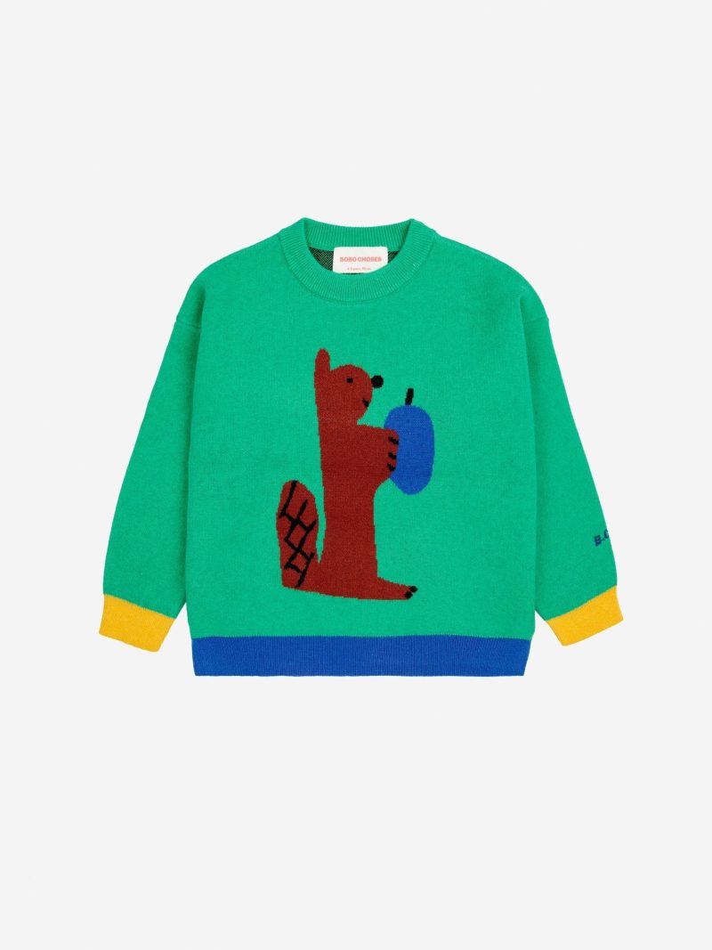 hungry squirrel jacquard jumper green 689786