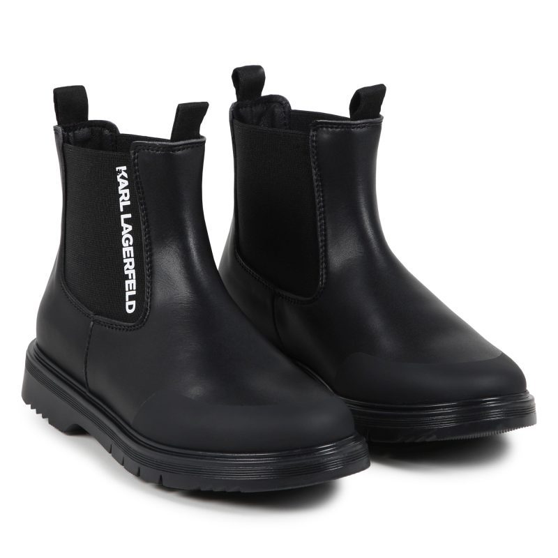 kid boot in faux leather and rubber effect black 362065