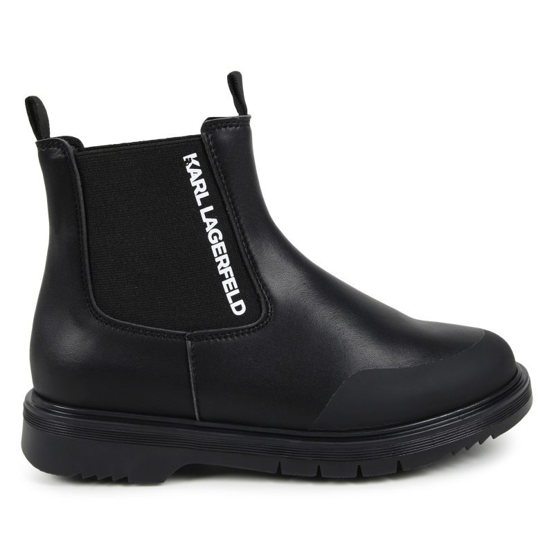 kid boot in faux leather and rubber effect black 843918