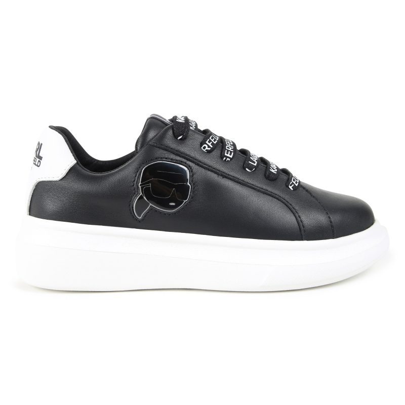 lace up low sneakers with karl rubber badge black 777743