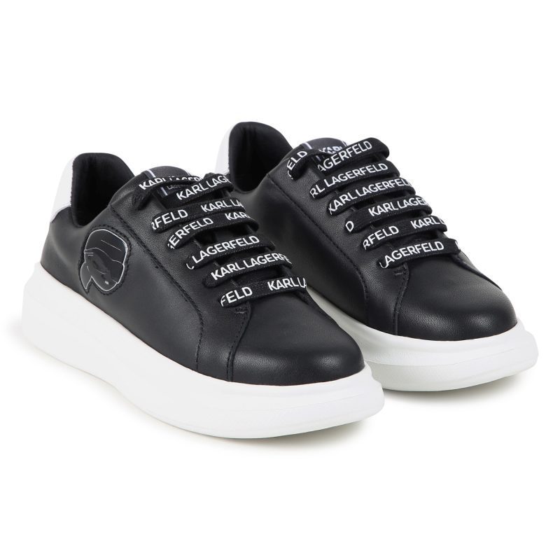 lace up low sneakers with karl rubber badge black 907517