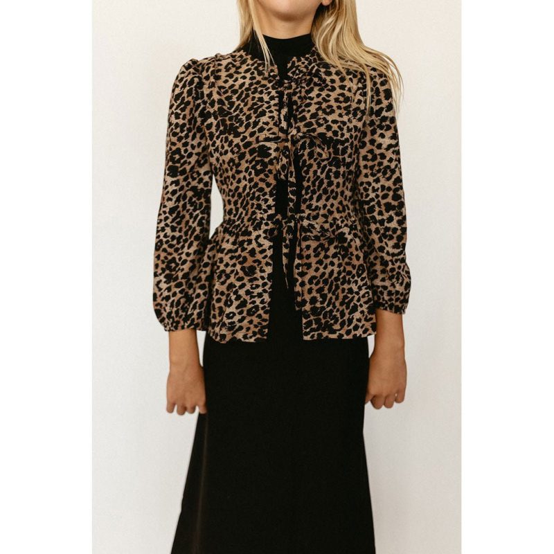 leopard tie blouse 970935