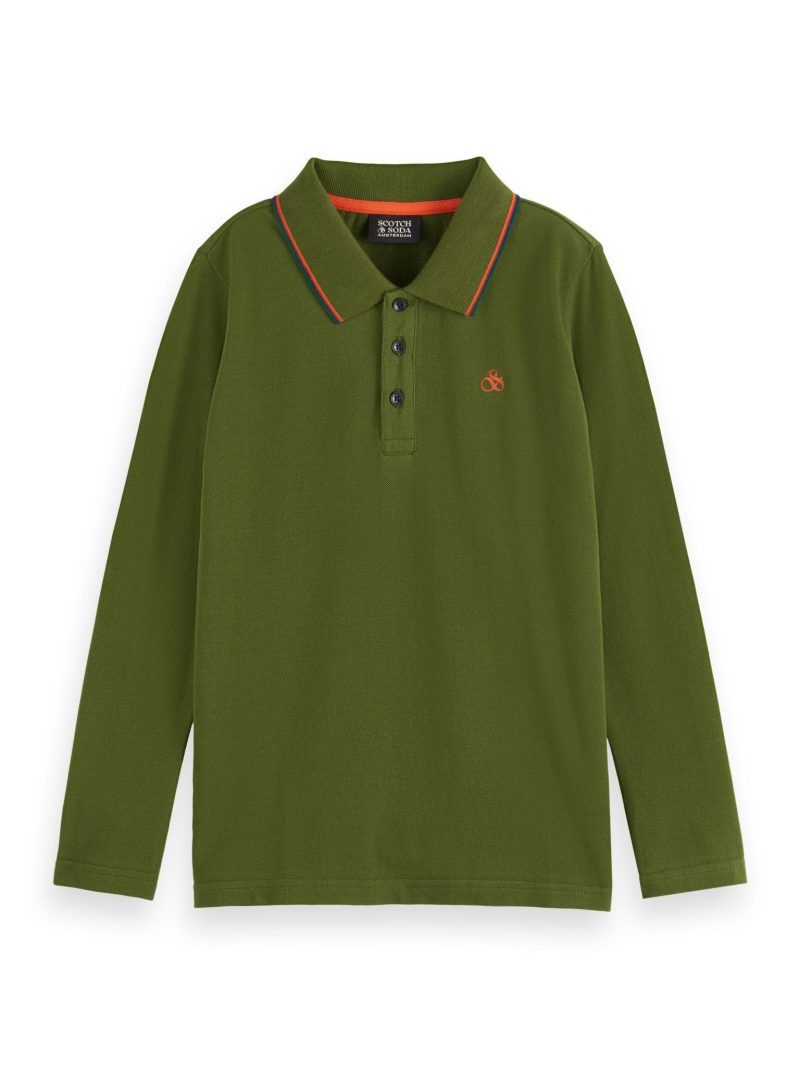 long sleeved polo with tipping military 262507