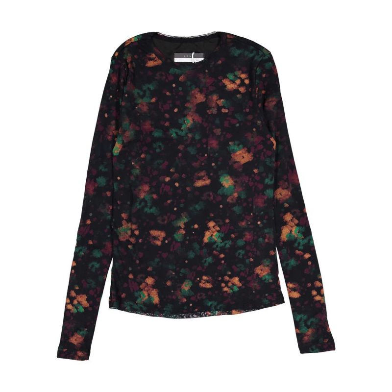 mesh dark floral mockneck black 433291