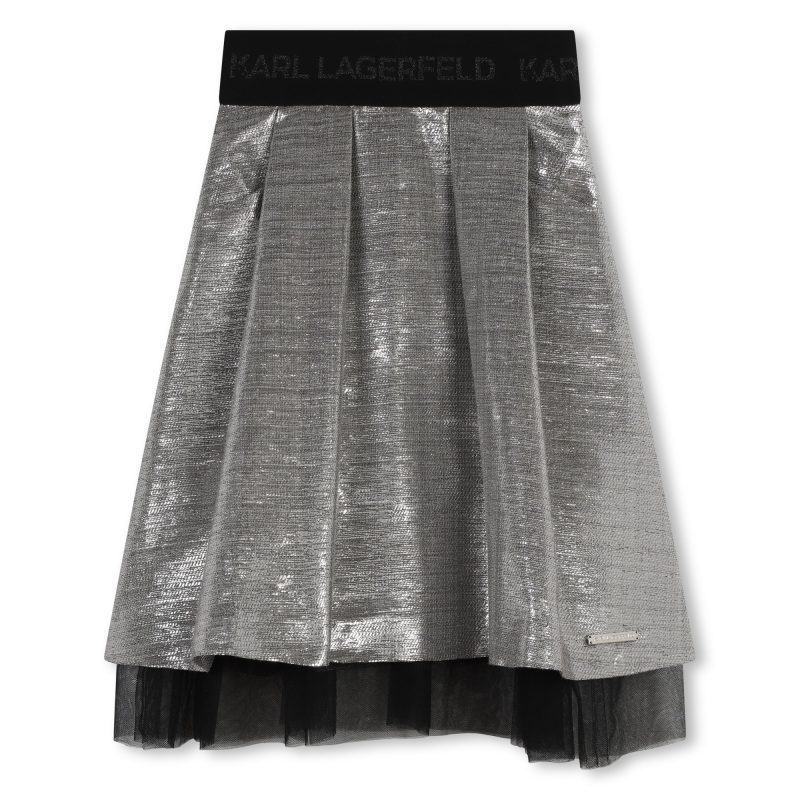 mid length metallic mesh skirt silver 400455