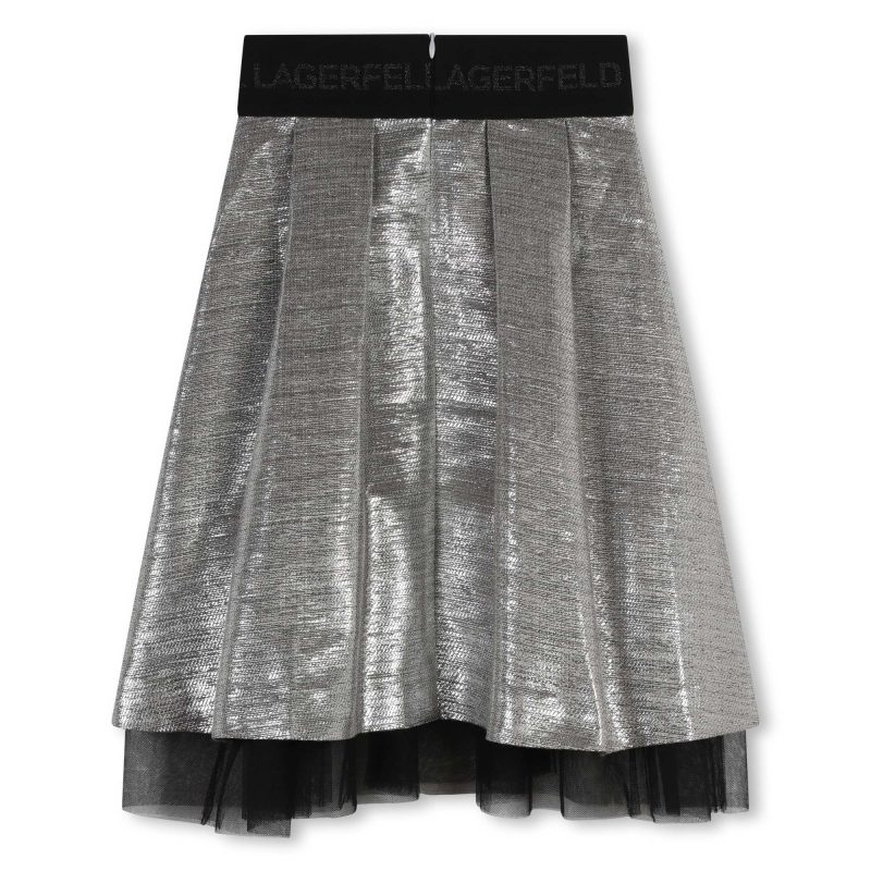 mid length metallic mesh skirt silver 741545