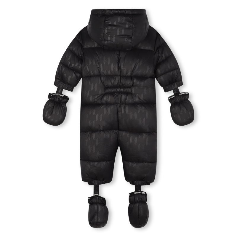 pilot suit with kl monogram and faux fur black 192311