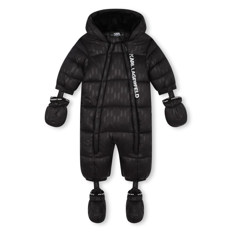 pilot suit with kl monogram and faux fur black 536127