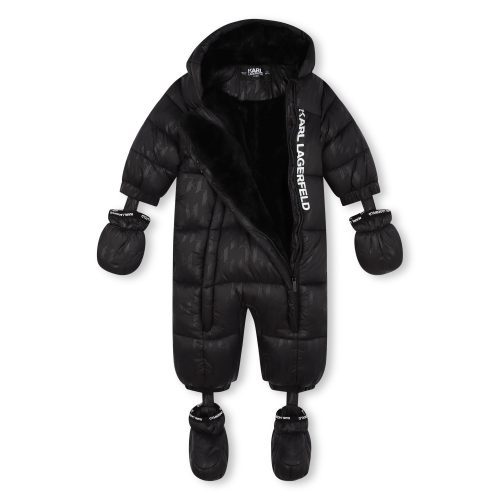 pilot suit with kl monogram and faux fur black 729877