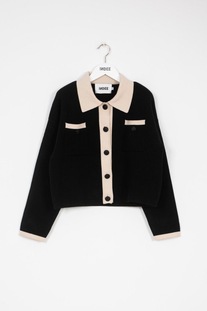 polo knit cardigan black 941289