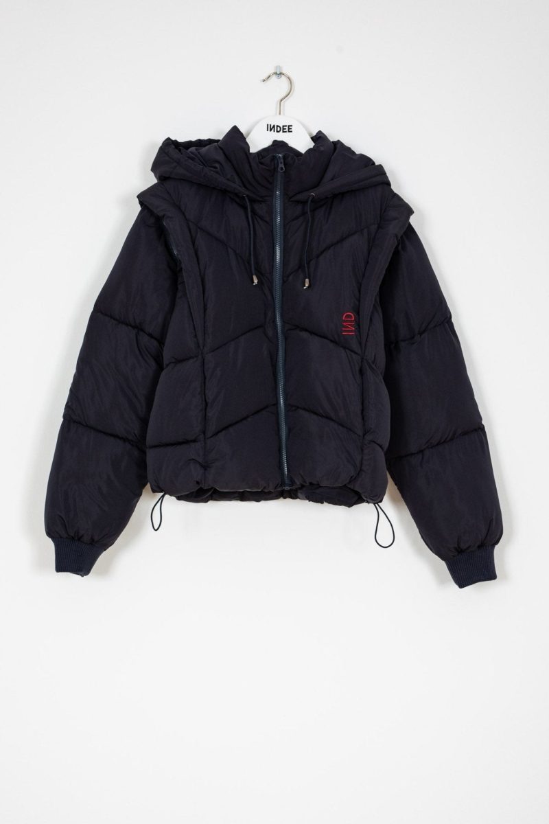 reversible puffer jacket with cap navy 178867