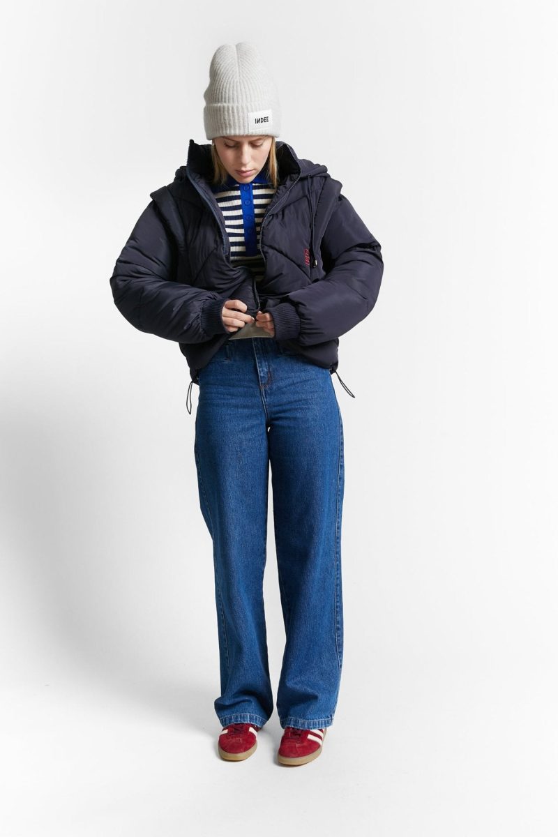 reversible puffer jacket with cap navy 180192