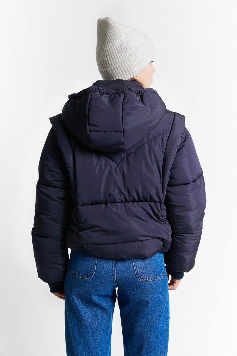 reversible puffer jacket with cap navy 453794