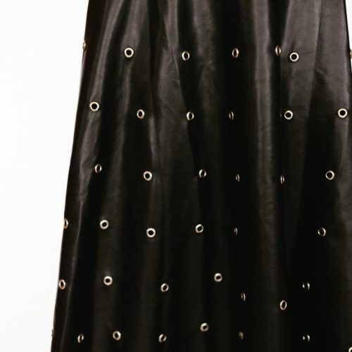 rings black leather maxi skirt black 561036