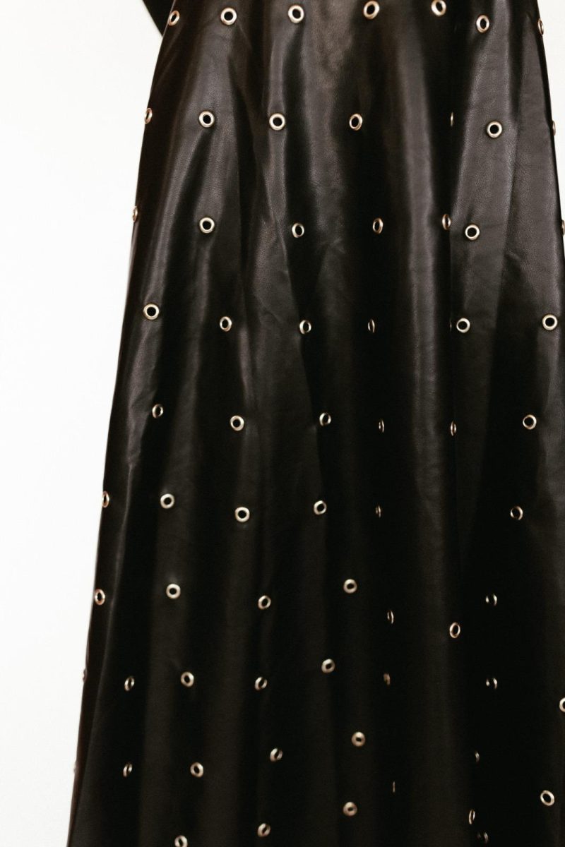 rings black leather maxi skirt black 561036