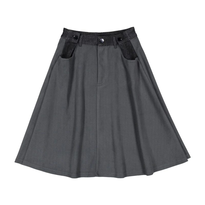 two tone denim suede skirt black 426116