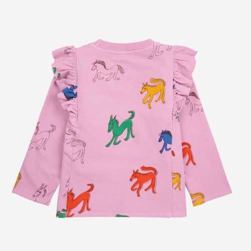 wonder horse all over ruffle sweatshirt pink 194693